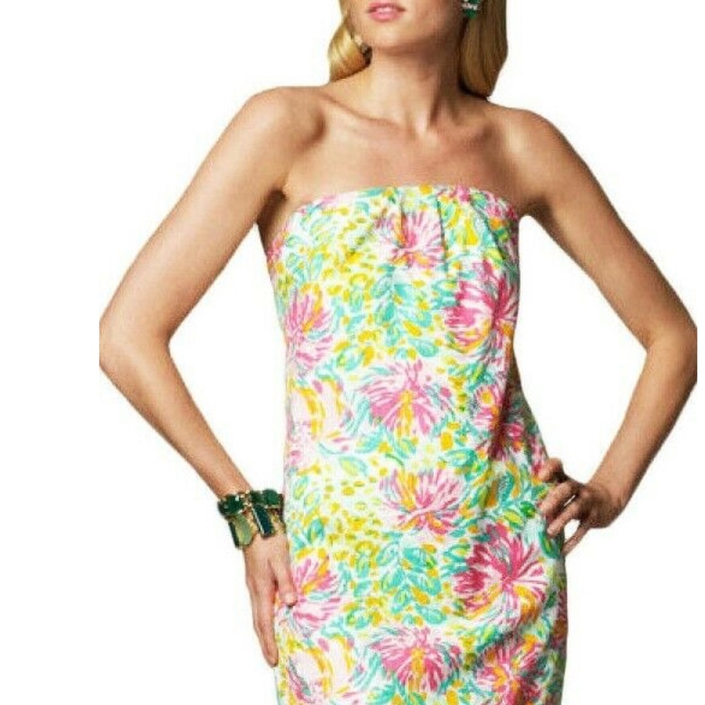 Lilly Pulitzer Keetan Strapless Dress in Classic White Little Lilet 0 - Picture 4 of 9